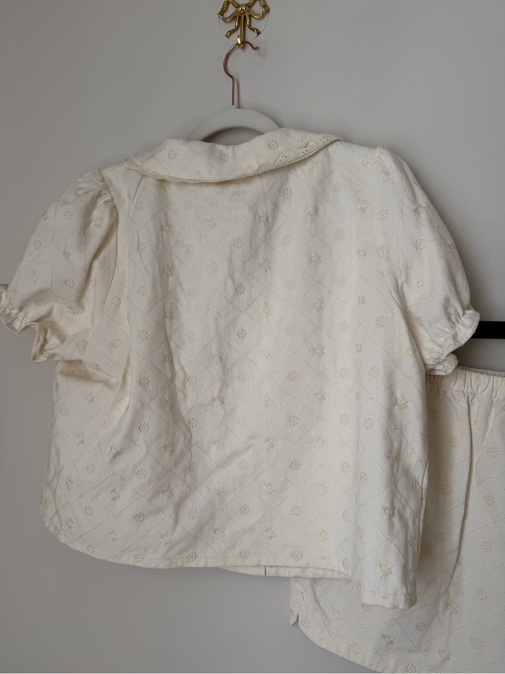 Caroline Constas Cream Eyelet cotton Short sleeve sailor tie Top & Shorts set - Picture 8 of 10